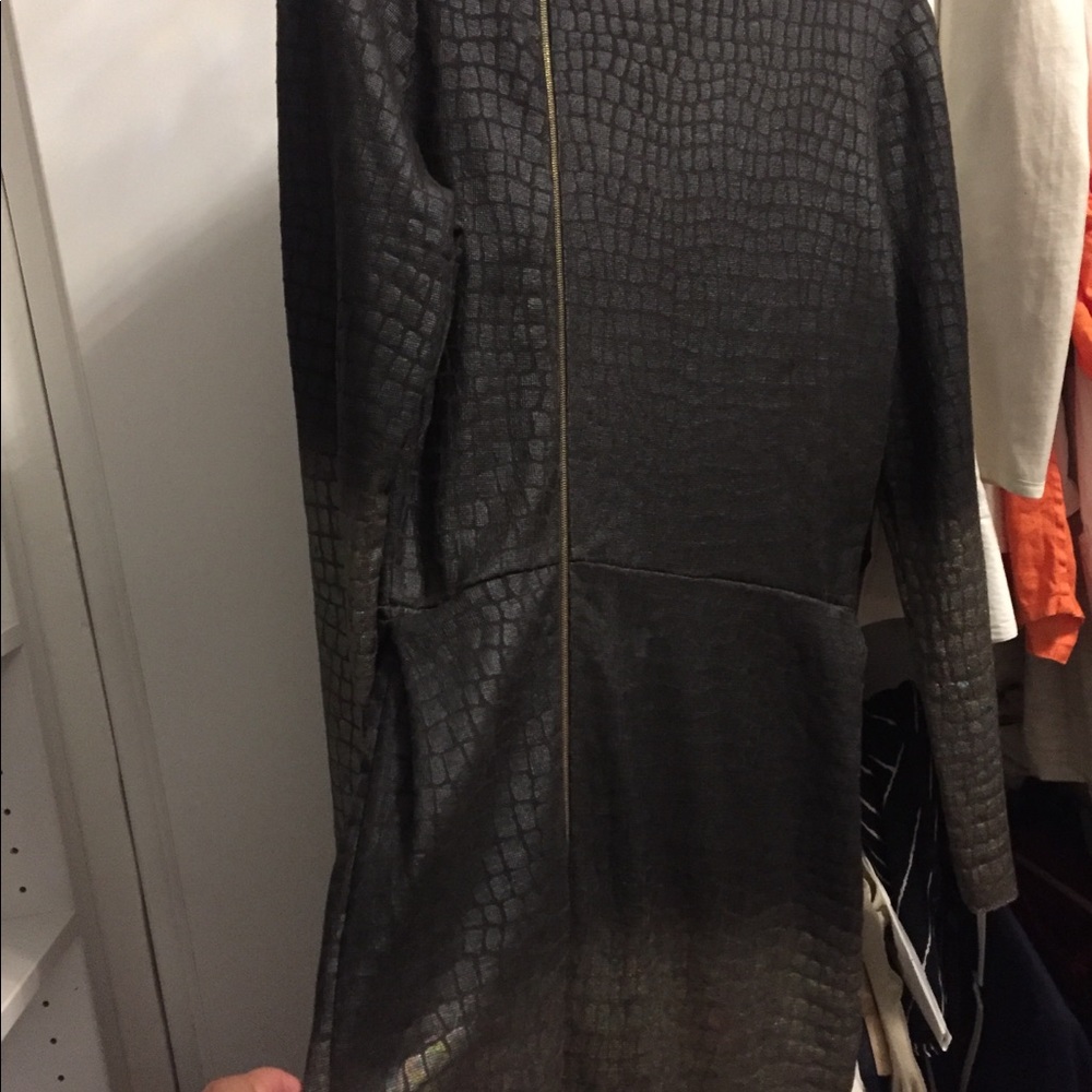 Auth ROLAND MOURET Grey Metallic Green knit DRESS - Picture 3 of 4